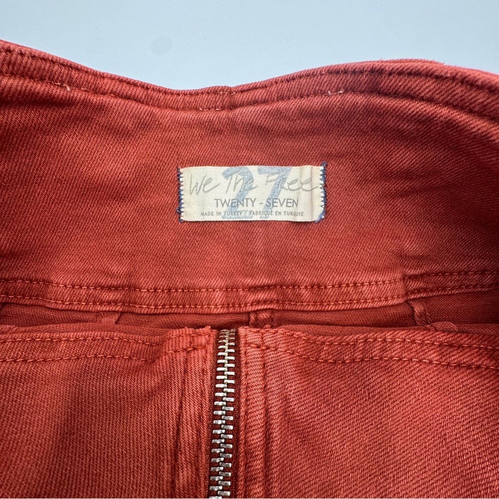Free People Zip-Up Orange Denim Mini Skirt - Picture 4 of 8
